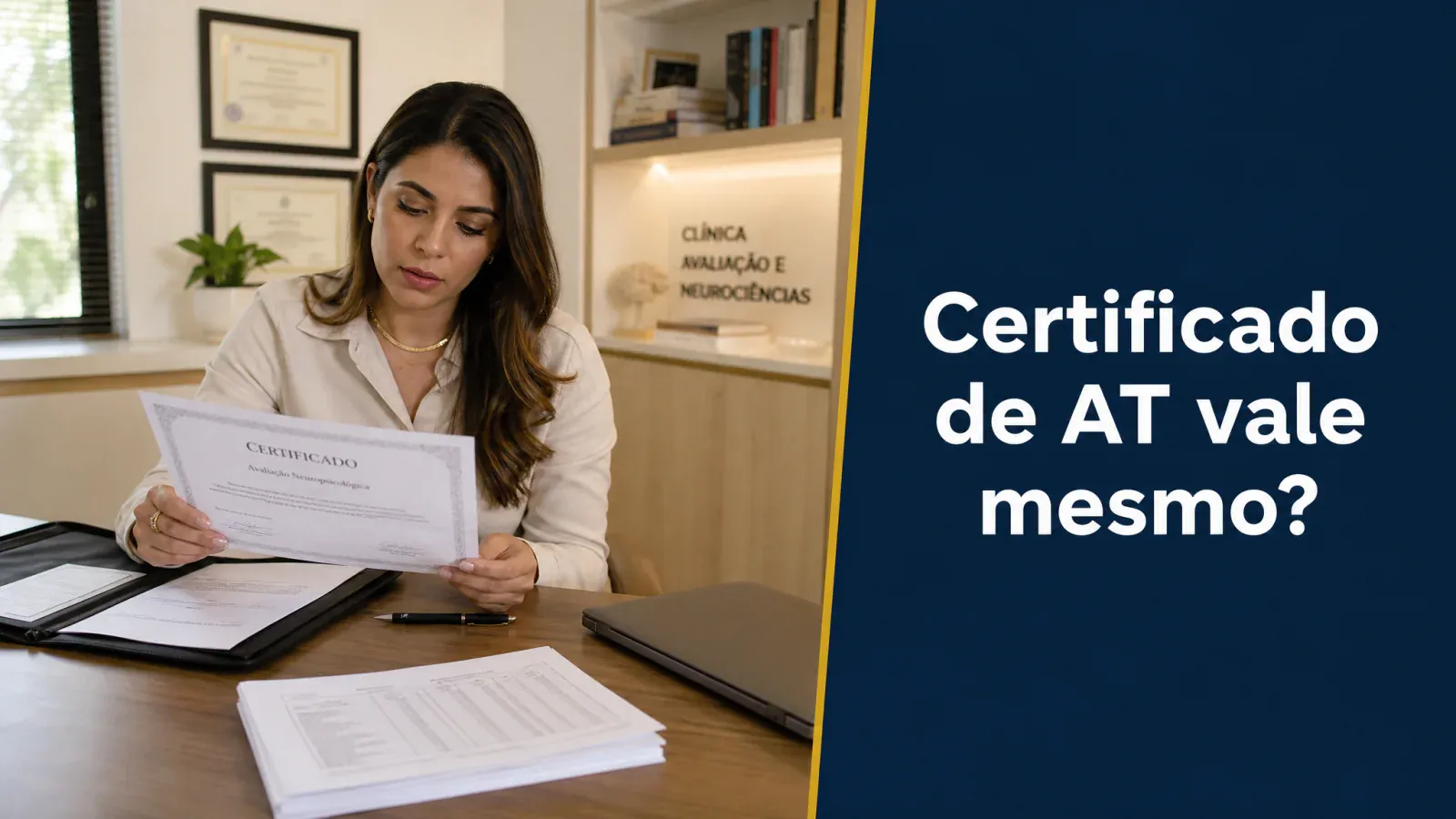 Certificado de AT vale mesmo? Profissional revisando certificado em consultório